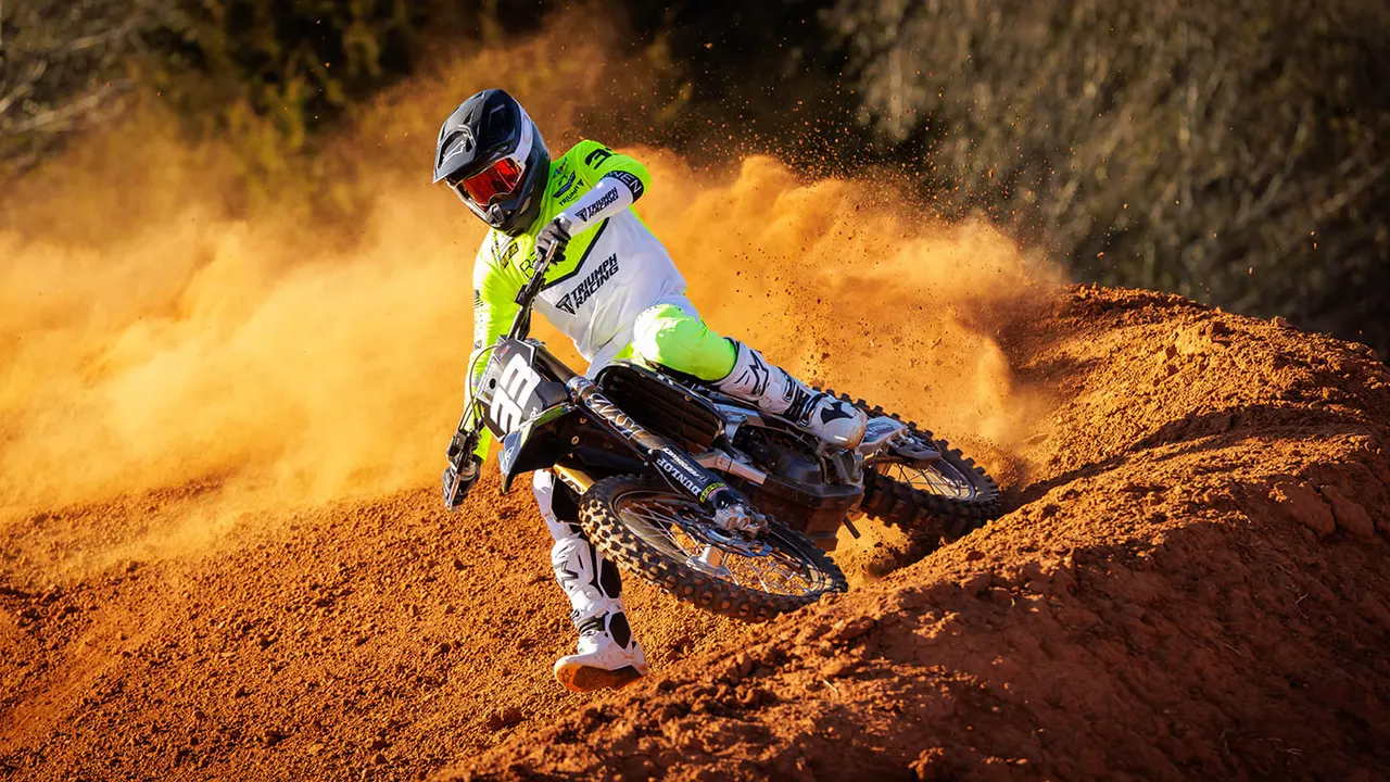 Triumph rider off road motocross