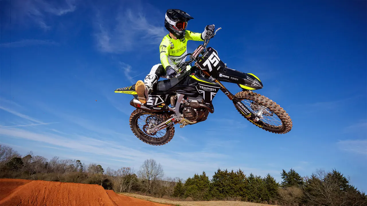 Triumph rider off road motocross