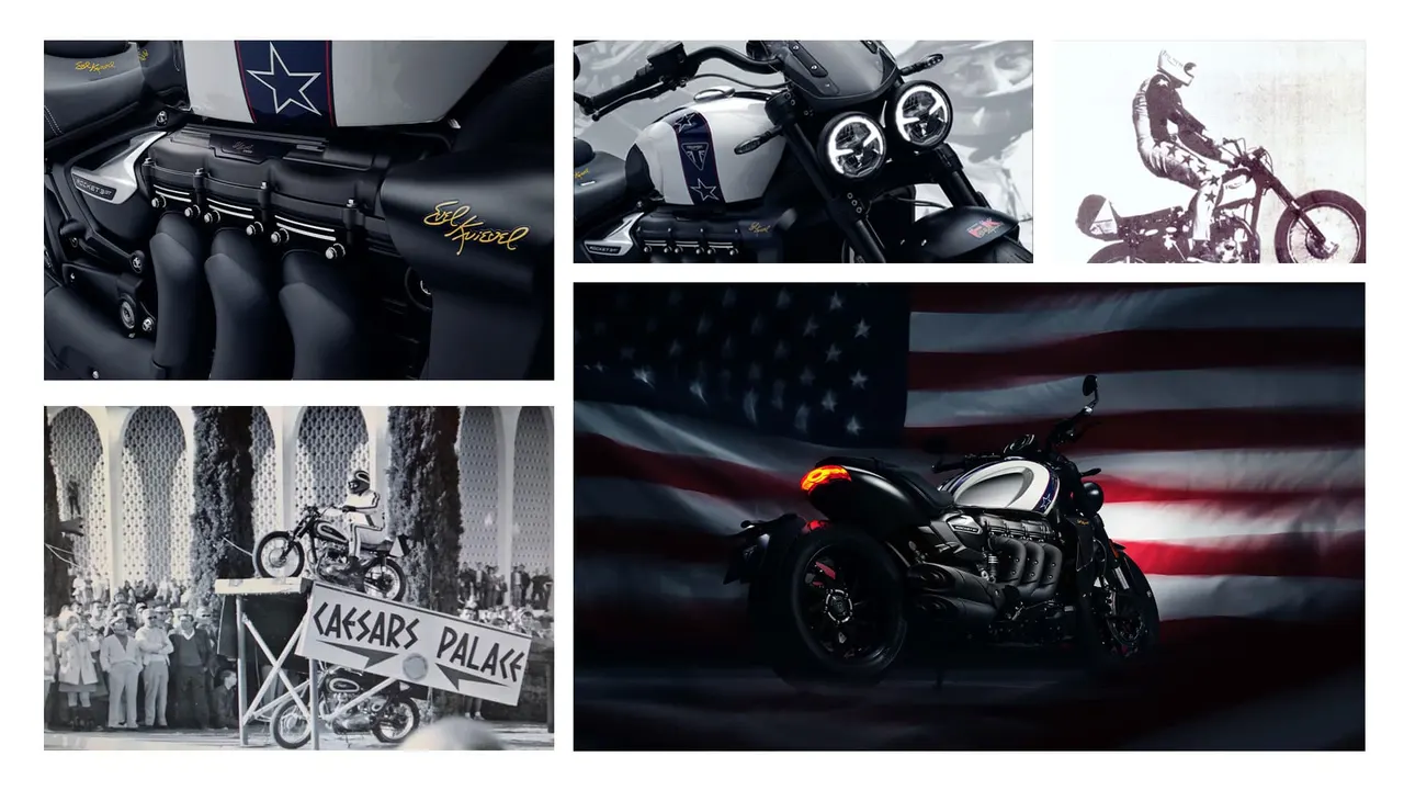 Triumph Rocket 3 Evel Knievel Edition selection of images in a montage)